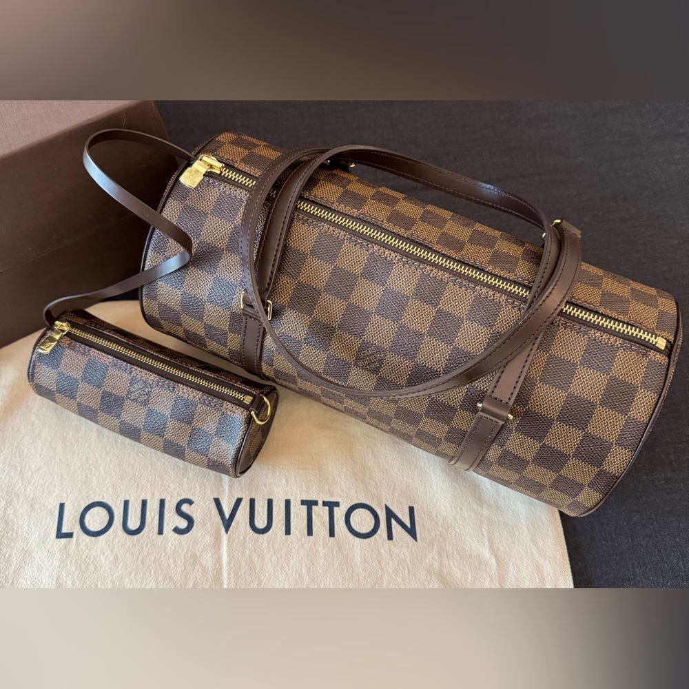 Authentic Louis Vuitton Papillon 30 in Damier Ebene with Pouch